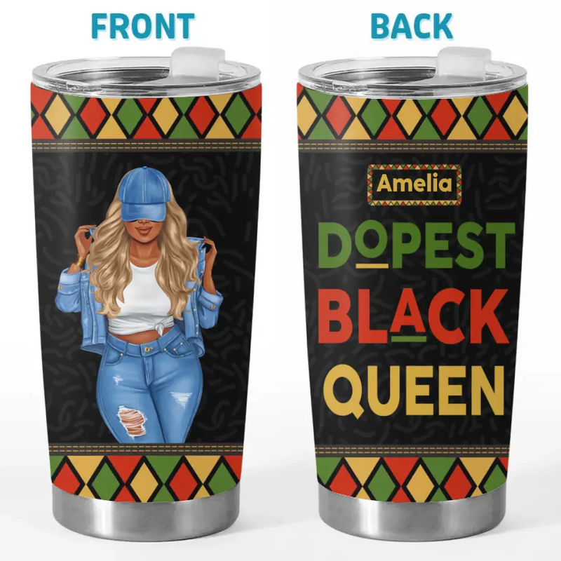 Custom Name Black Girl Magic Gifts for Women - Personalized Tumbler