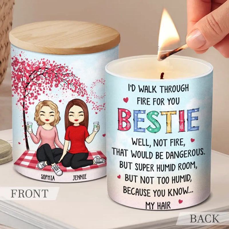 Custom Name Bestie Friendship Gifts for Women - Personalized Scented Candle