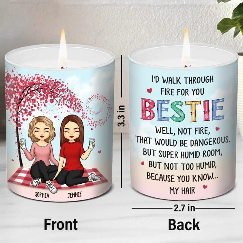 Custom Name Bestie Friendship Gifts for Women - Personalized Scented Candle
