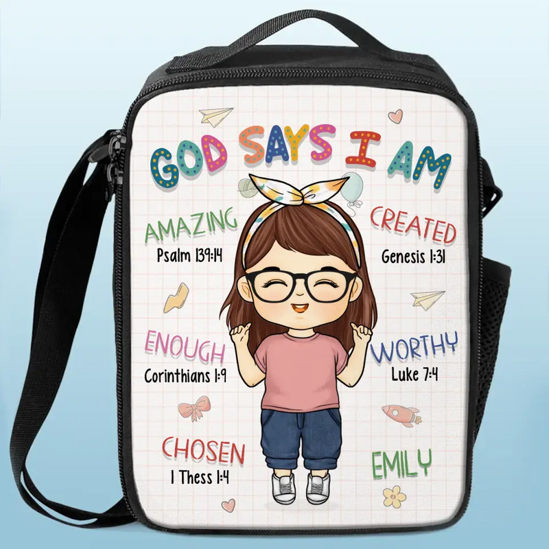 Custom Name Christian Affirmation Gifts for Girls - Personalized Lunch Bag