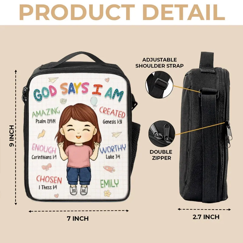 Custom Name Christian Affirmation Gifts for Girls - Personalized Lunch Bag