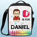 Custom Name Dinosaur Alphabet Gifts for Kids - Personalized Lunch Bag