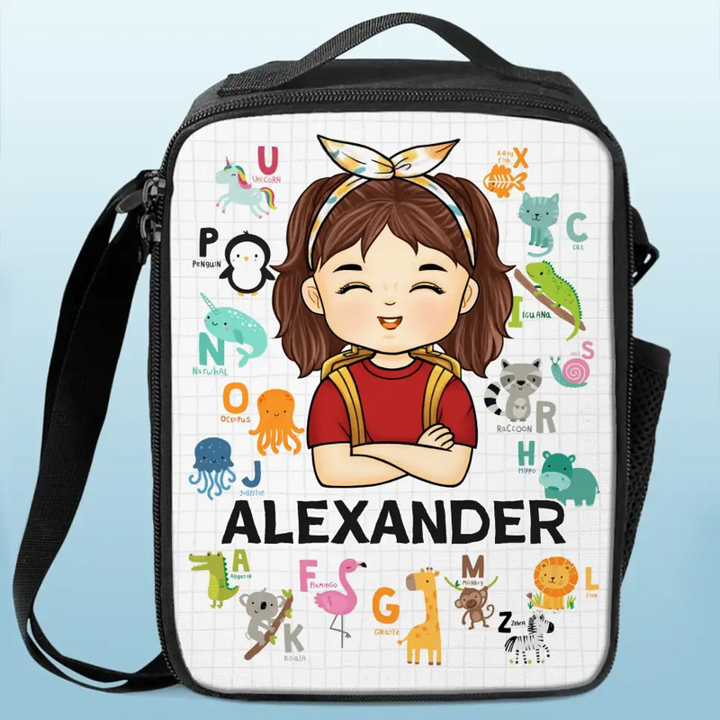 Custom Name Animal Alphabet Gifts for Kids - Personalized Lunch Bag