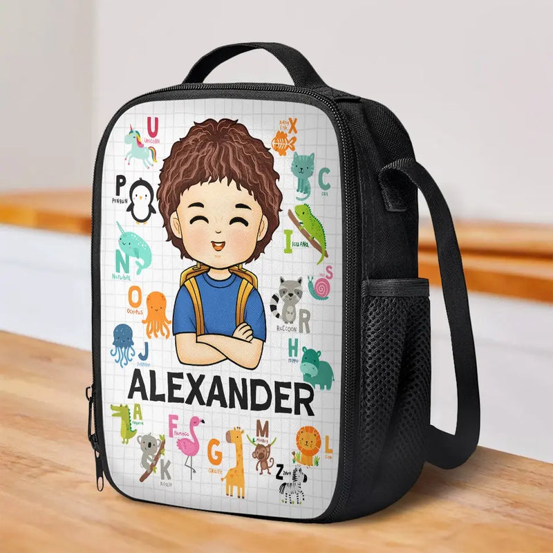 Custom Name Animal Alphabet Gifts for Kids - Personalized Lunch Bag