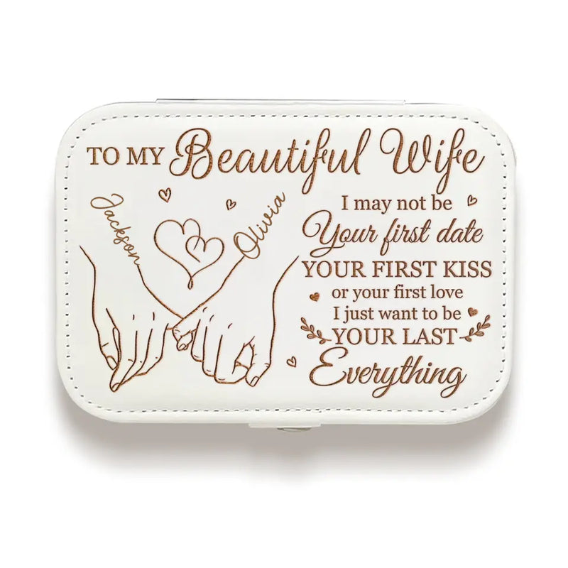 Hand In Hand, Heart To Heart - Couple Personalized Custom Jewelry Case - Gift For Husband Wife, Anniversary