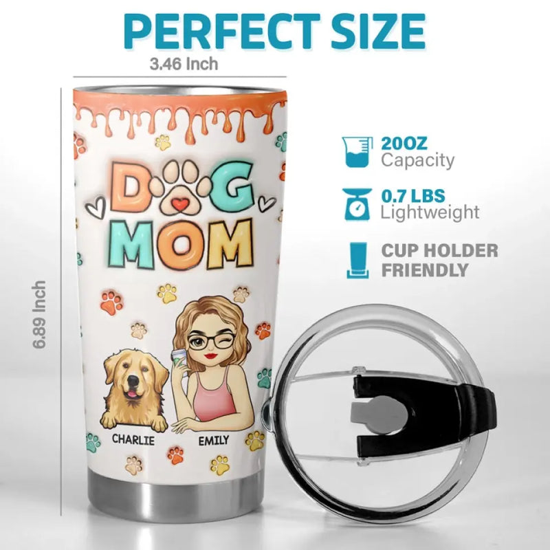 Custom Name Dog Mom Gifts for Dog Lovers - Personalized Tumbler
