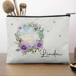 Custom Name Floral Wreath Beauty Gifts - Personalized Cosmetic Bag