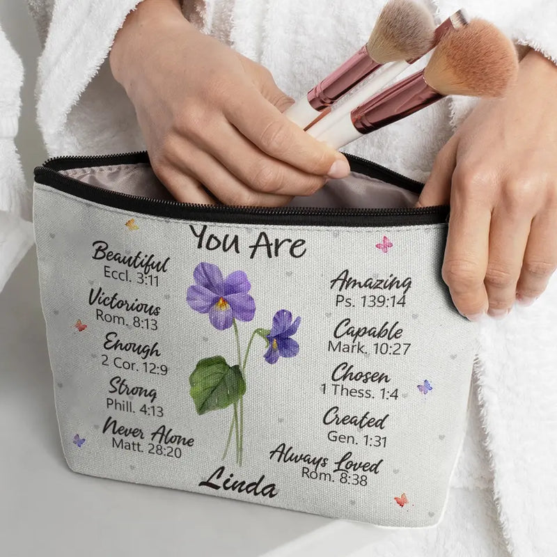 Custom Name Christian Bible Verse Gifts for Women - Personalized Cosmetic Bag