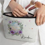 Custom Name Floral Wreath Beauty Gifts - Personalized Cosmetic Bag