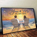 Custom Name Beach Sunset Couple Gifts - Personalized Poster