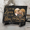 Custom Photo A True Love Story Never Ends - Couple Personalized Custom Rectangle Shaped Stone With Stand - Gift For Husband Wife, Anniversary