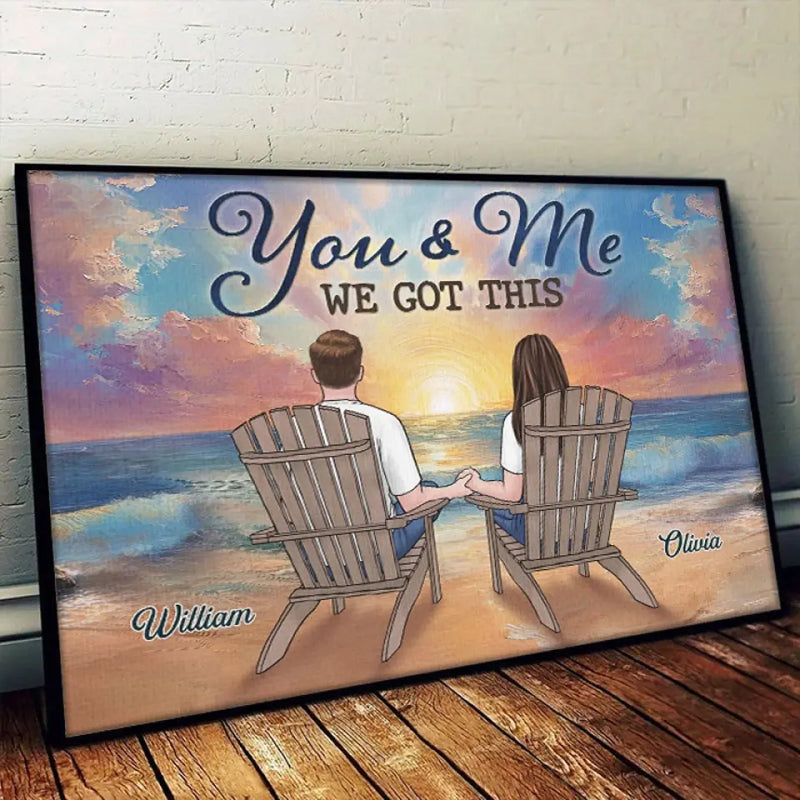 Custom Name Beach Couple Love Gifts - Personalized Poster