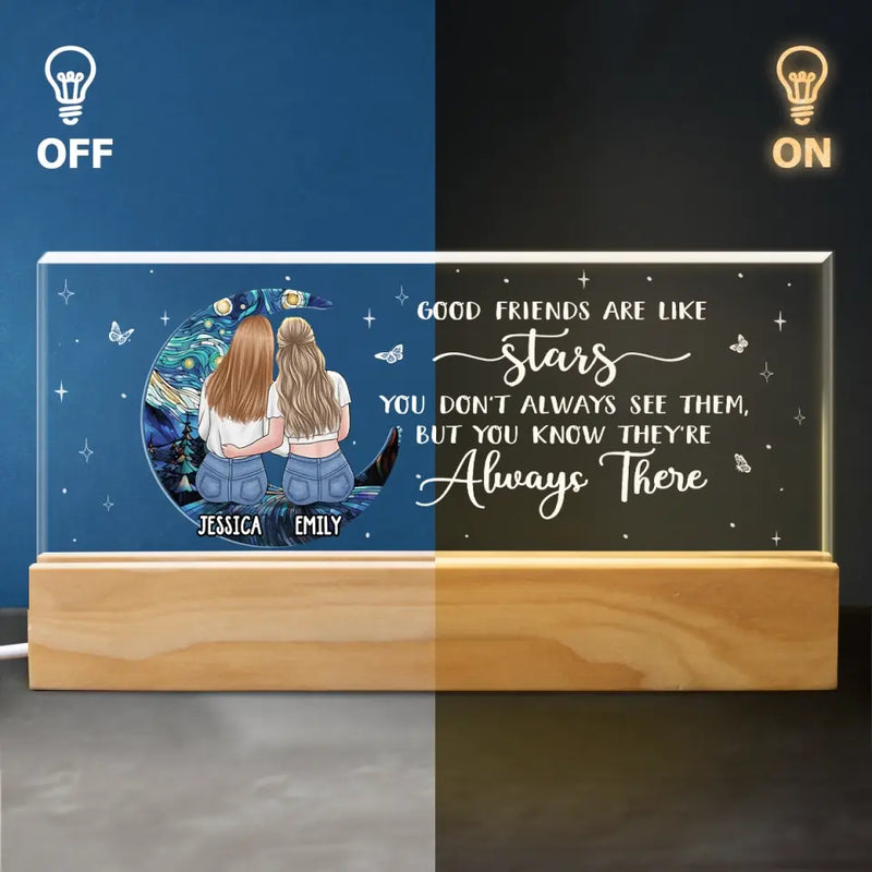 Good Friends Are Like Stars - Bestie Personalized Custom Acrylic Letters 3D LED Night Light - Gift For Best Friends, BFF, Sisters