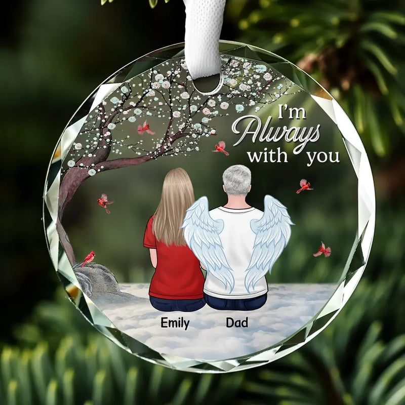 Custom Name Angel Memorial Gifts for Dad - Personalized Glass Ornament