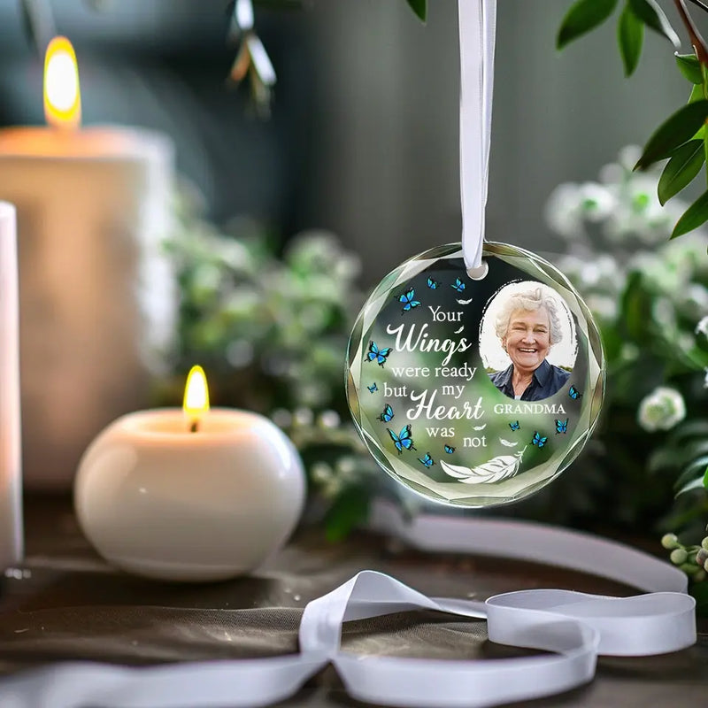 Custom Photo Memorial Grandma Gifts - Personalized Glass Ornament