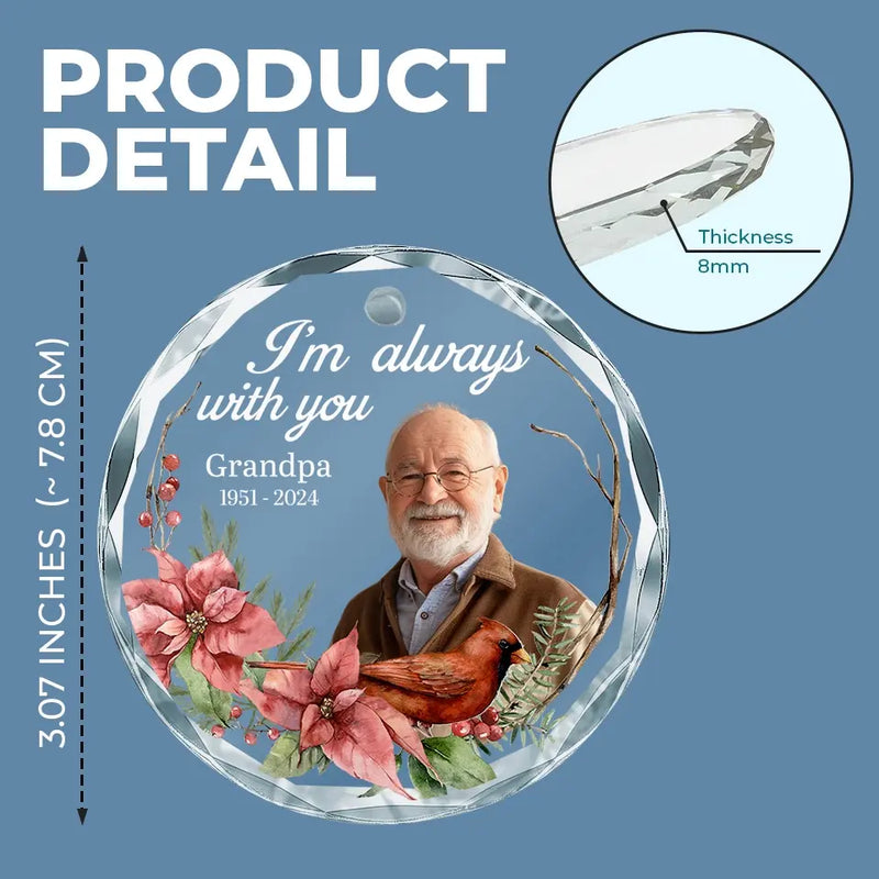 Custom Photo Memorial Grandpa Christmas Gifts - Personalized Glass Ornament
