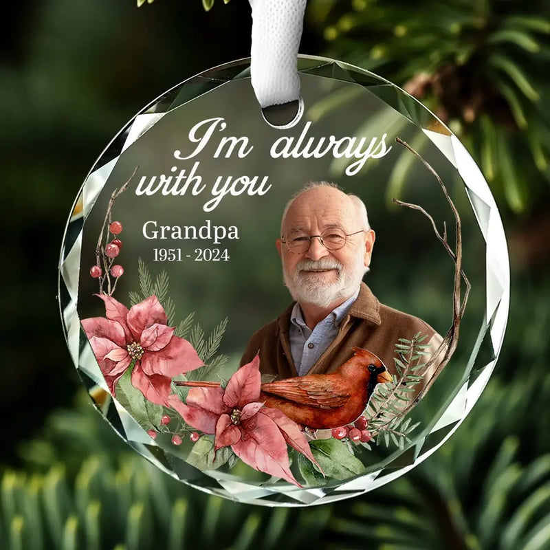 Custom Photo Memorial Grandpa Christmas Gifts - Personalized Glass Ornament