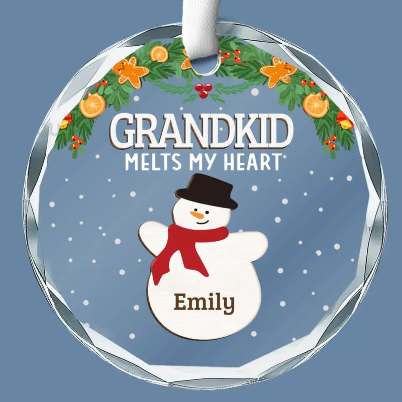 Custom Name Grandkids Christmas Gifts for Grandparents - Personalized Glass Ornament
