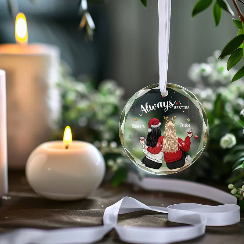 Custom Name Christmas Bestie Gifts - Personalized Glass Ornament