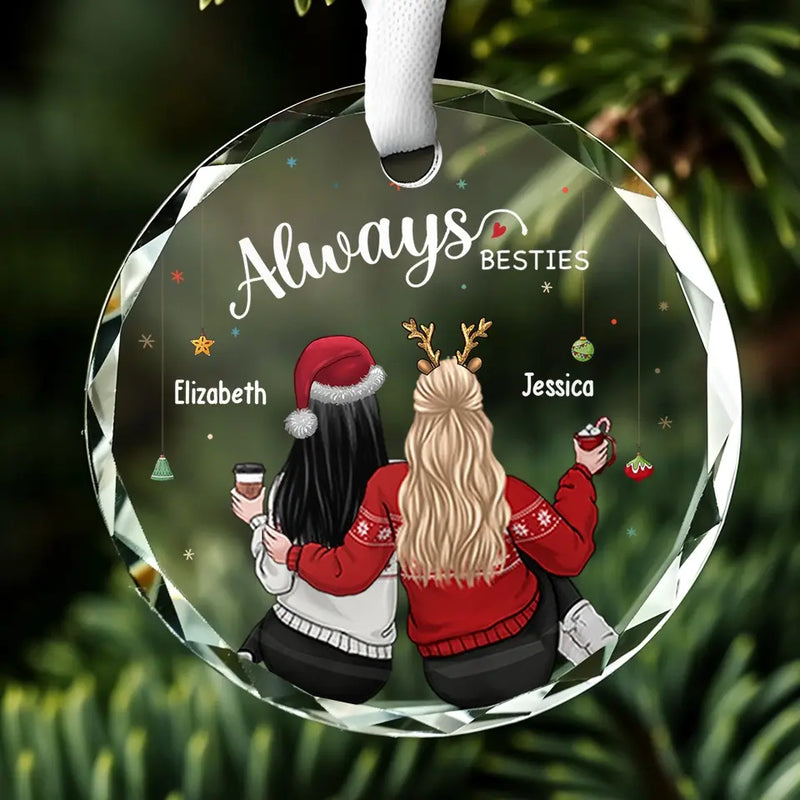 Custom Name Christmas Bestie Gifts - Personalized Glass Ornament