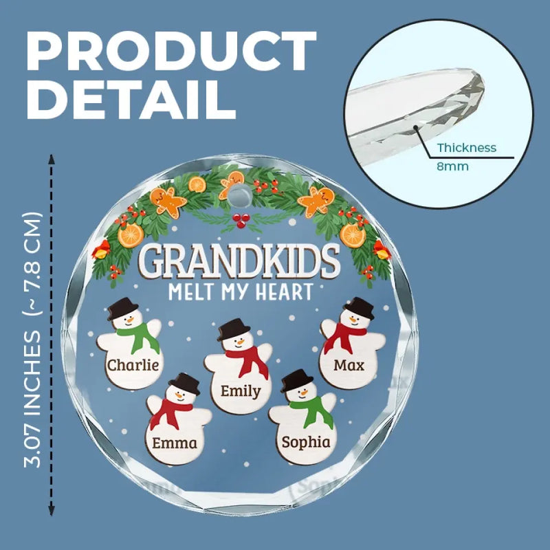 Custom Name Grandkids Christmas Gifts for Grandparents - Personalized Glass Ornament