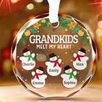 Custom Name Grandkids Christmas Gifts for Grandparents - Personalized Glass Ornament