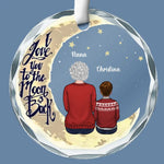 Custom Name Moon and Back Christmas Gifts for Nana - Personalized Glass Ornament