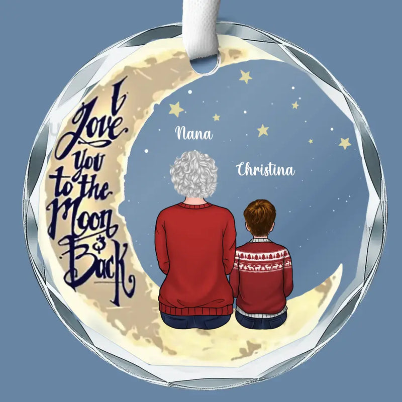 Custom Name Moon and Back Christmas Gifts for Nana - Personalized Glass Ornament