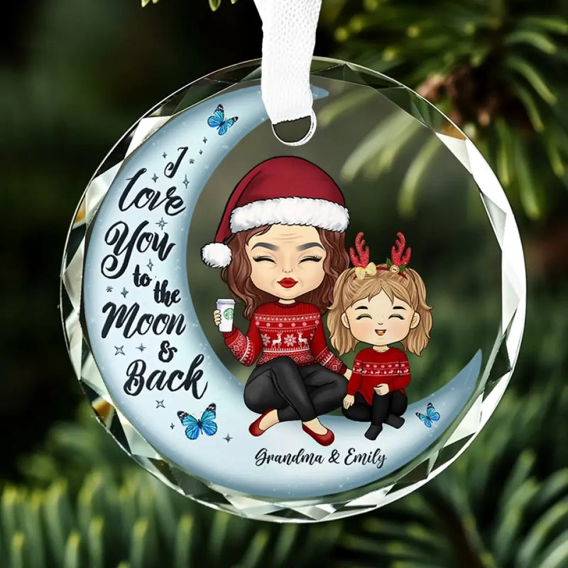 Unfathomable Reach, My Boundless Love - Family Personalized Custom Circle Glass Ornament - Christmas Gift For Mom, Grandma