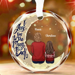 Custom Name Moon and Back Christmas Gifts for Nana - Personalized Glass Ornament