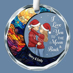 Custom Love You to the Moon and Back Christmas Couple Gifts - Personalized Glass Ornament