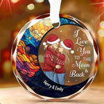 Custom Love You to the Moon and Back Christmas Couple Gifts - Personalized Glass Ornament
