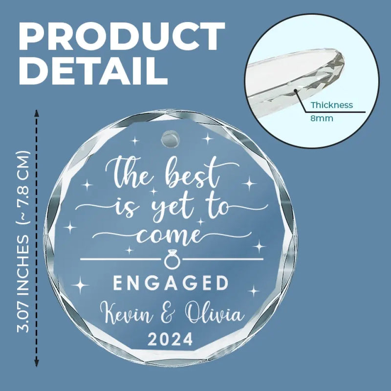 Custom Name Engagement Gifts for Couples - Personalized Glass Ornament