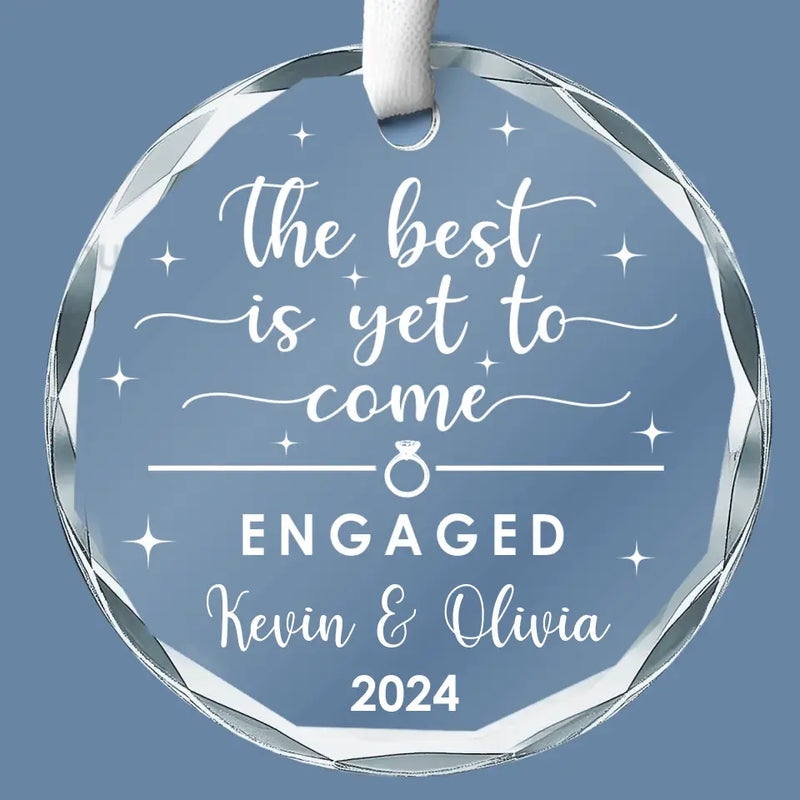 Custom Name Engagement Gifts for Couples - Personalized Glass Ornament