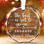 Custom Name Engagement Gifts for Couples - Personalized Glass Ornament