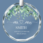 Custom Name Wedding Gifts for Couples - Personalized Glass Ornament