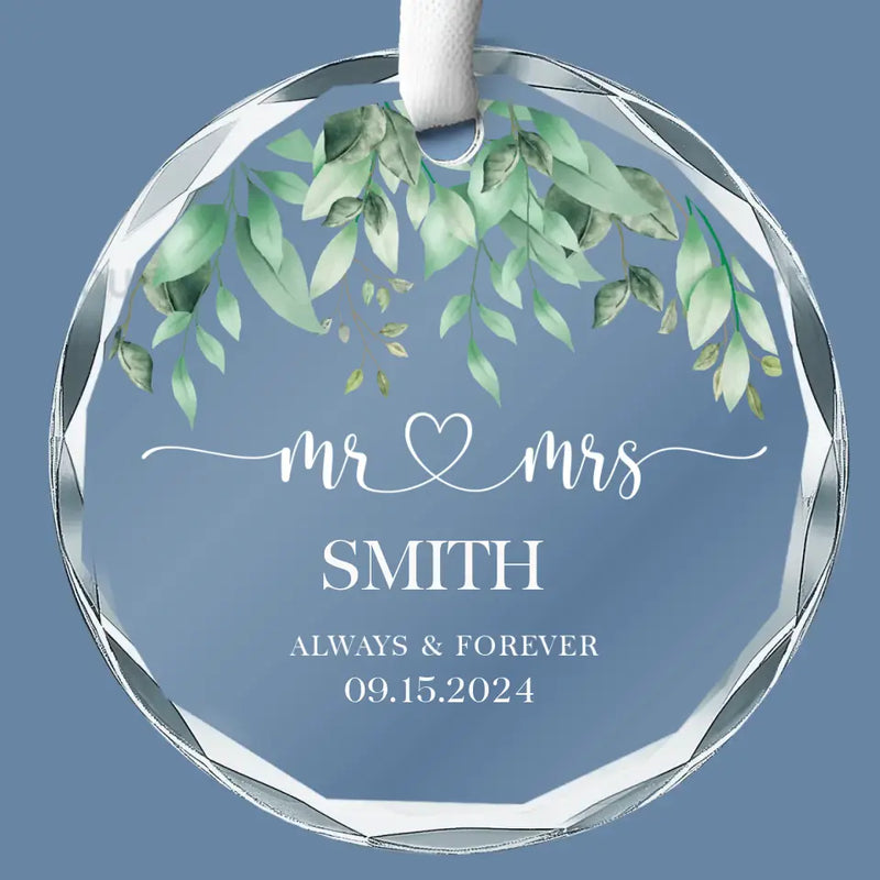 Custom Name Wedding Gifts for Couples - Personalized Glass Ornament