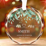 Custom Name Wedding Gifts for Couples - Personalized Glass Ornament