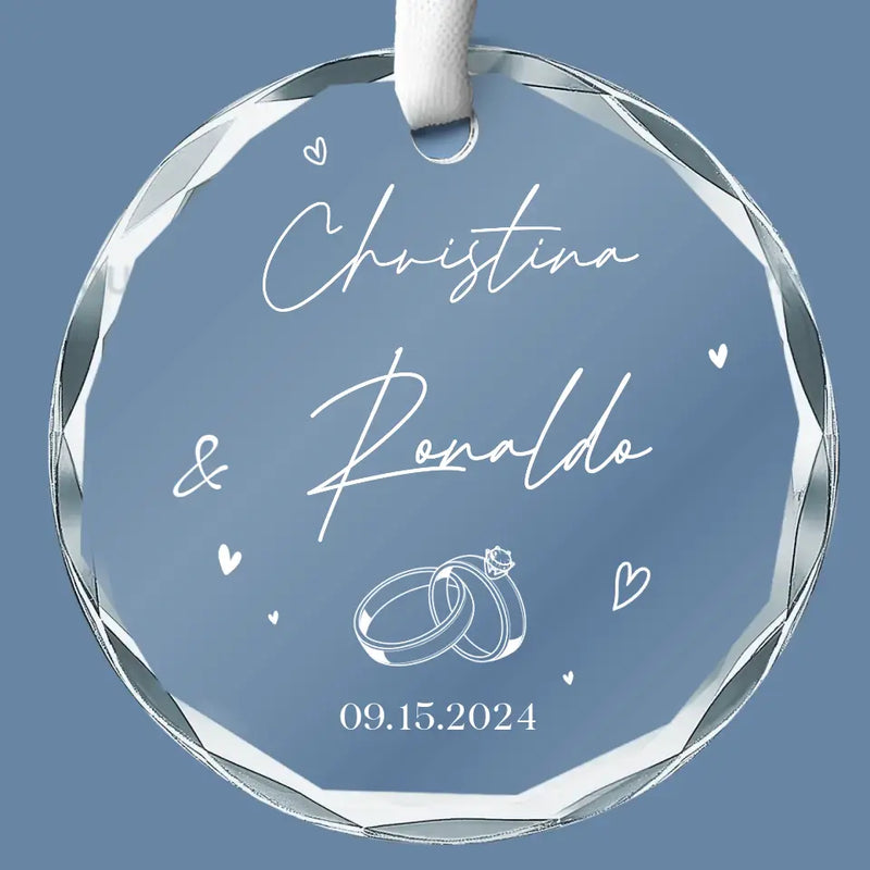 Custom Name Wedding Gifts for Couples - Personalized Glass Ornament
