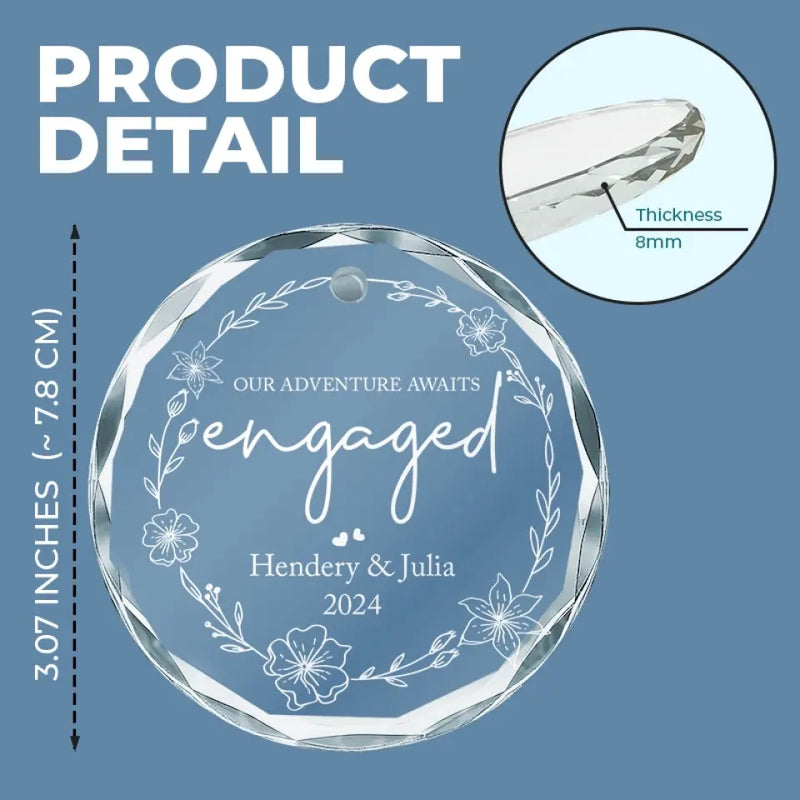 Custom Name Engagement Gifts for Couples - Personalized Glass Ornament