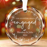 Custom Name Engagement Gifts for Couples - Personalized Glass Ornament