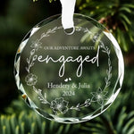 Custom Name Engagement Gifts for Couples - Personalized Glass Ornament