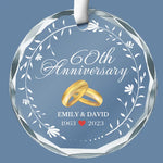 Custom Name 60th Anniversary Gifts for Couples - Personalized Glass Ornament
