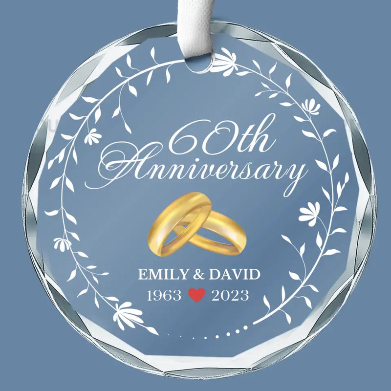 Custom Name 60th Anniversary Gifts for Couples - Personalized Glass Ornament