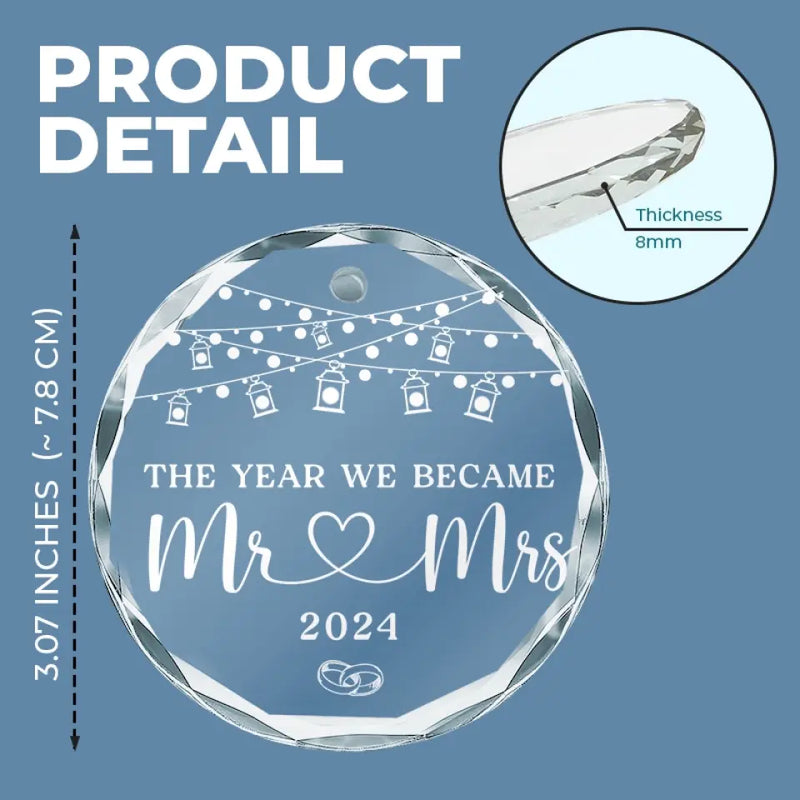 Custom Wedding Year Gifts for Newlyweds - Personalized Glass Ornament