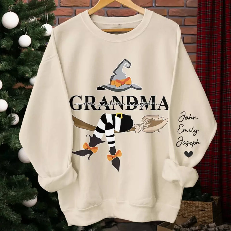 Not All Witches Live In Salem - Family Personalized Custom Unisex Sweatshirt With Design On Sleeve - Halloween Gift For Mom, Grandma