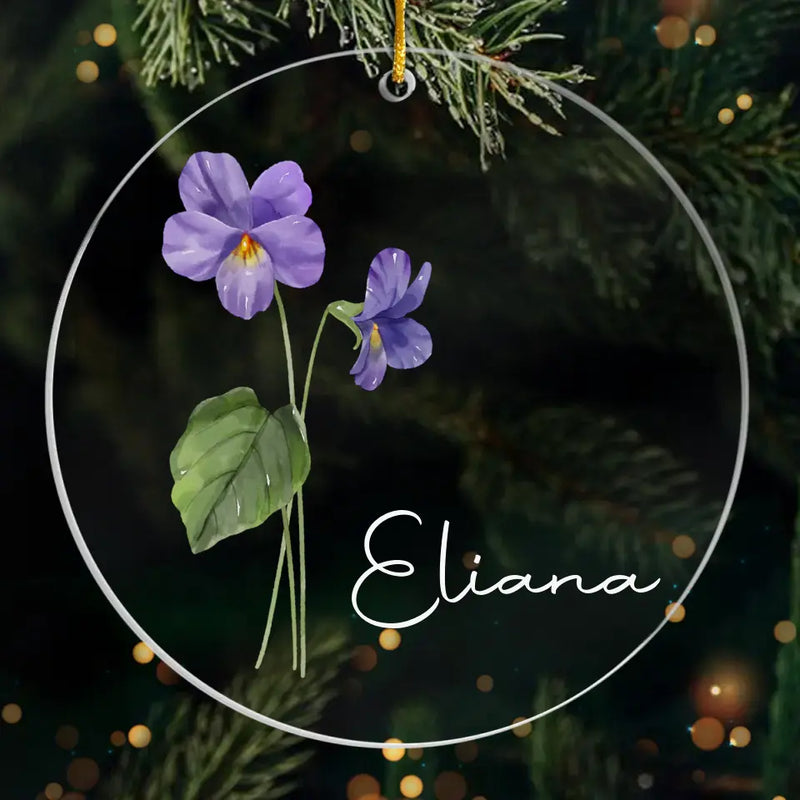Custom Name Violet Flower Christmas Gifts - Personalized Ornament