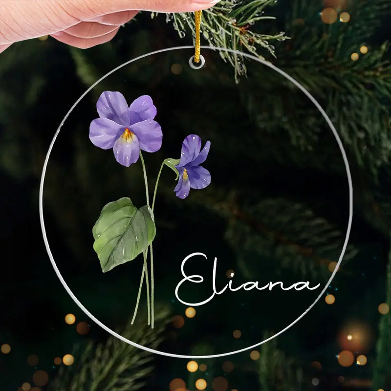 Custom Name Violet Flower Christmas Gifts - Personalized Ornament