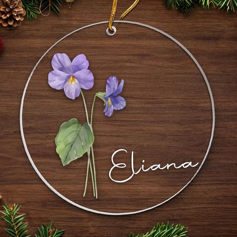 Custom Name Violet Flower Christmas Gifts - Personalized Ornament