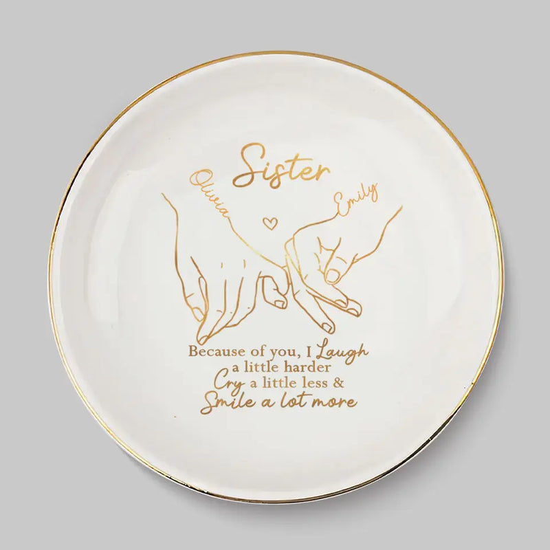 Custom Name Bestie Friendship Gifts - Personalized Jewelry Dish